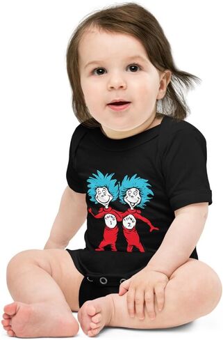 Dr. Seuss "The Cat in the Hat Thing 1 & 2" - Unisex Baby Short Sleve Cotton Bodysuit - Officially Licensed in Kuwait