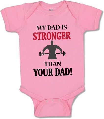 Cute Rascals Baby Bodysuit My Dad Is Stronger than Your Dad Gym Workout Dad Father's Day Funny Cotton in Saudi Arabia