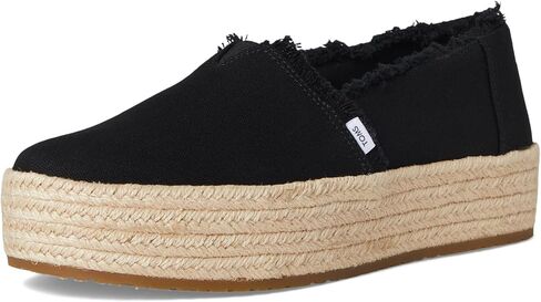 TOMS Women's Valencia Platform Espadrille, Textile Upper, OrthoLite Insole | All-Day Comfort, Padded Heel, Easy On-Off, Lightweight Feel, Closed Toe Summer Shoes, Espadrilles for Women in Kuwait