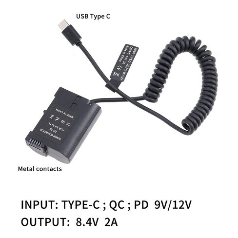 FOTGA USB Type-C Power Adapter Cable + Decoded EN-EL15 Dummy Battery EP-5B DC Coupler for Nikon D500 D600 D610 D750 D780 D800 D810 D850 ZR Z5 Z6 Z6II III Z7 Z7II V1 D7000 D7100 D7200 D7500 Camera in Kuwait