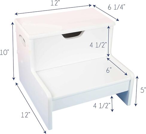 Personalized Kids Step Stool | Stemmed Flowers White Childrens Step Stool with Storage | Custom Name Toddler Bathroom & Kitchen Helper | Great Baby Gift in Kuwait