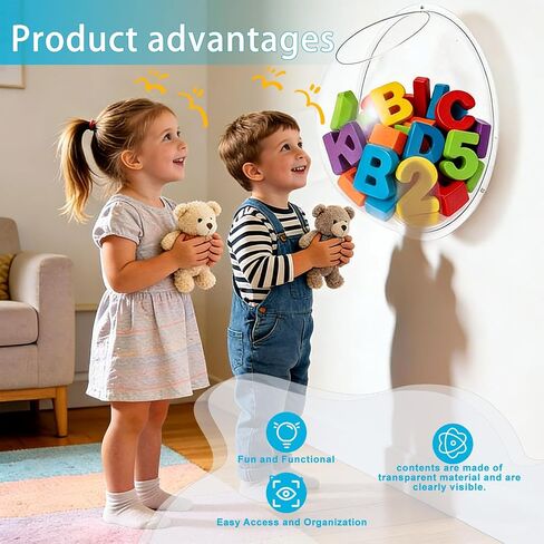 4-Pack Clear Acrylic Wall Organizer, Wall Mounted Toy Storage Dispenser with Back Panel, Hanging Clear Storage Bin for Blocks and Toy, Acrylic Toy Storage Wall Help Your Child Love Organizing in Kuwait