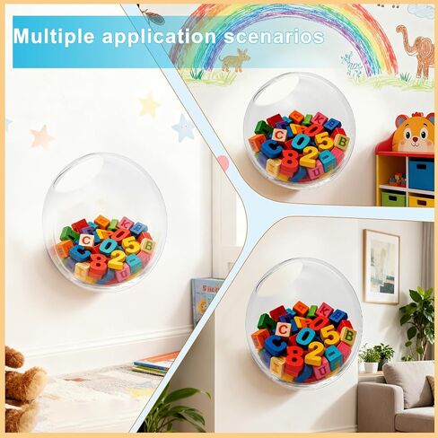 4-Pack Clear Acrylic Wall Organizer, Wall Mounted Toy Storage Dispenser with Back Panel, Hanging Clear Storage Bin for Blocks and Toy, Acrylic Toy Storage Wall Help Your Child Love Organizing in Kuwait