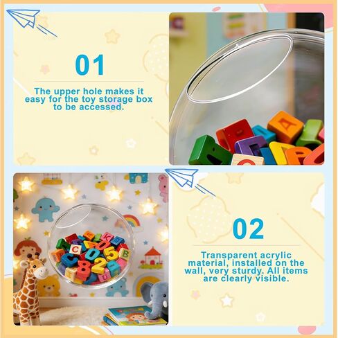 4-Pack Clear Acrylic Wall Organizer, Wall Mounted Toy Storage Dispenser with Back Panel, Hanging Clear Storage Bin for Blocks and Toy, Acrylic Toy Storage Wall Help Your Child Love Organizing in Kuwait