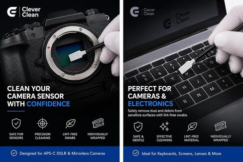 Clever Clean APS-C Camera Sensor Cleaning Swabs KIt- Professional Sensor Cleaning Kit for DSLR & Mirrorless Cameras- APS-C Sensor Swabs with Microfiber Cloth in Kuwait