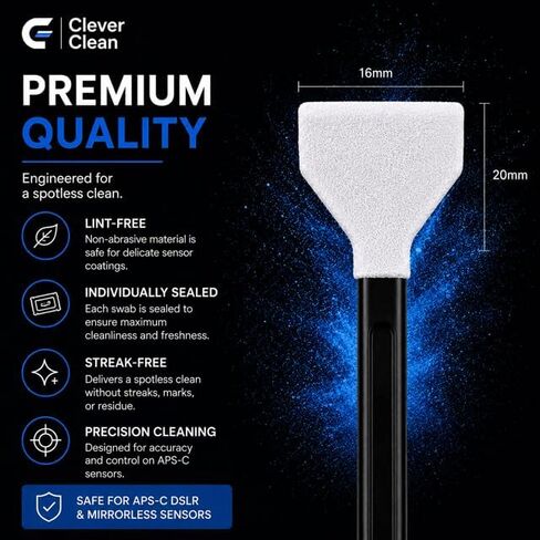 Clever Clean APS-C Camera Sensor Cleaning Swabs KIt- Professional Sensor Cleaning Kit for DSLR & Mirrorless Cameras- APS-C Sensor Swabs with Microfiber Cloth in Kuwait