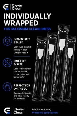 Clever Clean APS-C Camera Sensor Cleaning Swabs KIt- Professional Sensor Cleaning Kit for DSLR & Mirrorless Cameras- APS-C Sensor Swabs with Microfiber Cloth in Kuwait