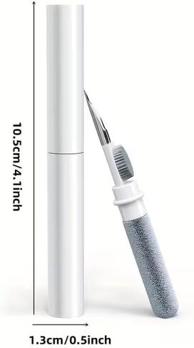 1 Pack Earbuds Cleaning Kit Multi Function Earphone Cleaning Pen with Brush & Sponge Tool for Wireless Earphones, Charging Cases, Bluetooth Headphones, Phones, Tablets & Electronics (White) in Kuwait