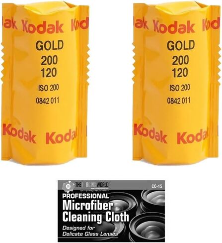 Kodak Professional Gold 200 Color Negative Film (120 Roll Film) - 2-Pack with Microfiber Cleaning Cloth in Kuwait