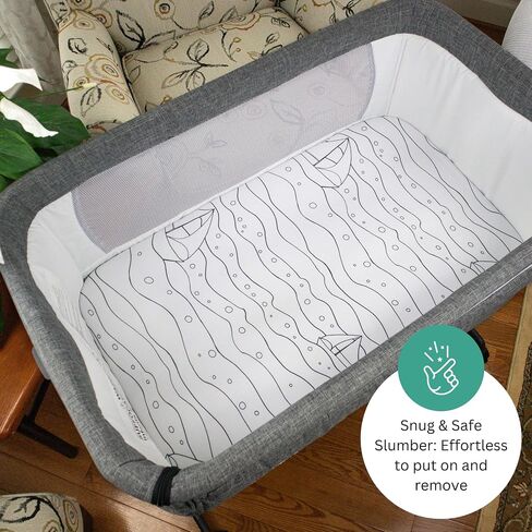 Bassinet Sheets for Baby Delight Beside Me Dreamer, Ronbei, HARPPA, Jimglo, Whiffee by TansyPanda, MUHDUH, 3PC, 33x20 in, Ultra Soft, Breathable Snug Fit, Unisex Boys Girls, Gray White (Ocean Fish) in Kuwait