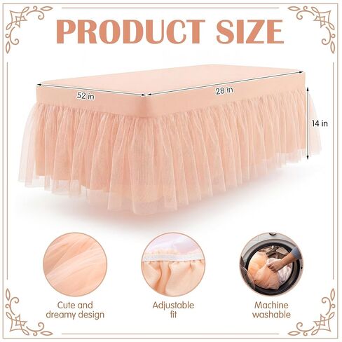 Oudain Pink Lace Crib Bed Skirts for Girls Dust Ruffle Bed Skirt with Selastic Band, Fits 28''x 52'' with 14" Drop Crib Bedding Skirt for Girls Boys Nursery Toddler in Kuwait