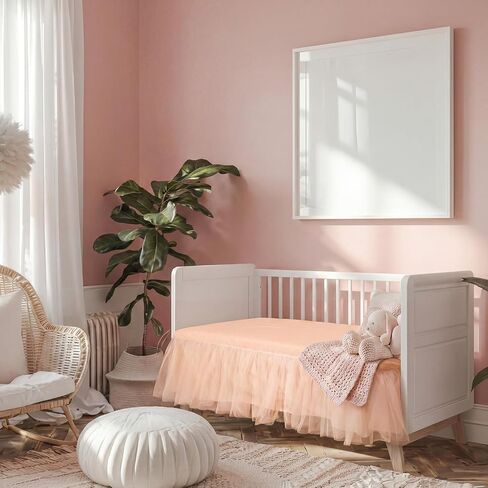 Oudain Pink Lace Crib Bed Skirts for Girls Dust Ruffle Bed Skirt with Selastic Band, Fits 28''x 52'' with 14" Drop Crib Bedding Skirt for Girls Boys Nursery Toddler in Kuwait