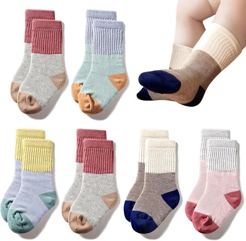 TTIZZY Toddler Baby Boys Girls Socks - Cotton Crew Socks for Baby(Yellow, Size 1-2T) in Kuwait