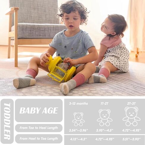 TTIZZY Toddler Baby Boys Girls Socks - Cotton Crew Socks for Baby(Yellow, Size 1-2T) in Kuwait