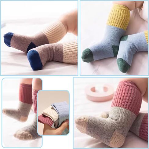 TTIZZY Toddler Baby Boys Girls Socks - Cotton Crew Socks for Baby(Yellow, Size 1-2T) in Kuwait