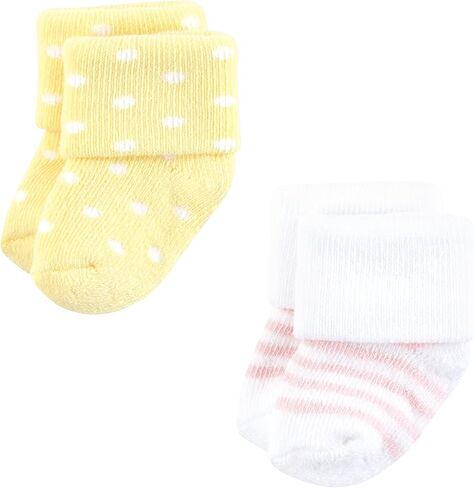 Hudson Baby Infant Girl Cotton Rich Newborn and Terry Socks, Lemon Daisy, 0-6 Months in Kuwait