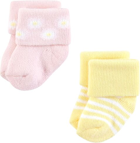 Hudson Baby Infant Girl Cotton Rich Newborn and Terry Socks, Lemon Daisy, 0-6 Months in Kuwait