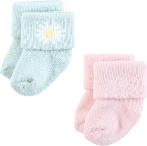 Hudson Baby Infant Girl Cotton Rich Newborn and Terry Socks, Lemon Daisy, 0-6 Months in Kuwait