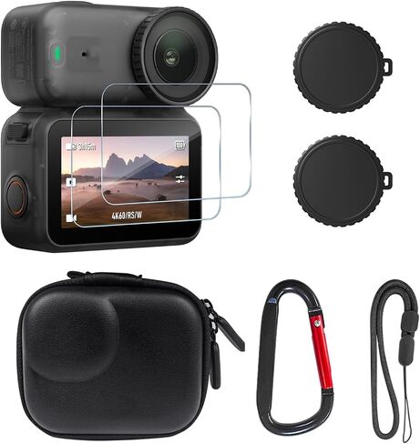 Accessories for DJI Osmo Nano, PU Portable Mini Carrying Bag Nano Case Lens Screen Protectors HD Full Protection Tempered Glass Rubber Lens Cap Cover in Kuwait