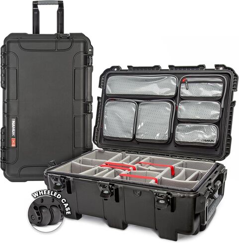 NANUK 962 Pro Photo Kit– Waterproof Large Travel Camera Hard Case with Wheels, Padded Dividers & Retractable Handle, 31" x 20" x 11" –Impact-Resistant, Dustproof, Durable, Ideal for Heavy Loads –Black in Kuwait