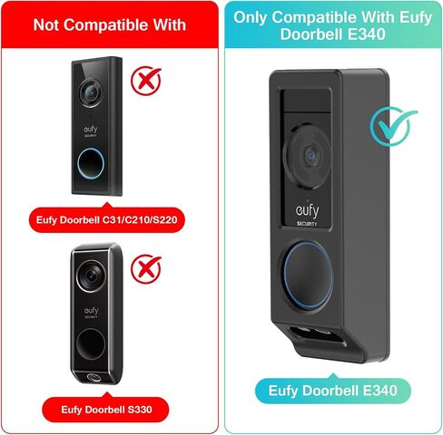 Adhesive Video Doorbell Mount, No-Drill Mounting Bracket Only for Eufy E340 Camera, Not Block Doorbell Motion Sensor, Doorbell Camera Bracket for Home Rentals Room, Easy to Install in Kuwait