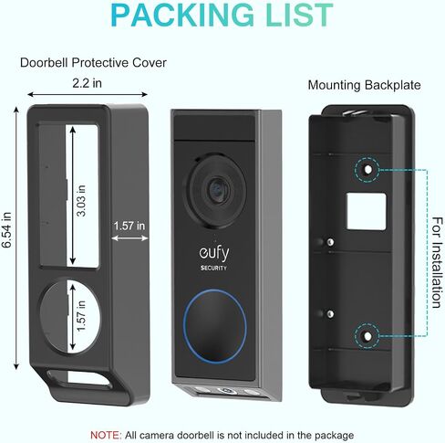Adhesive Video Doorbell Mount, No-Drill Mounting Bracket Only for Eufy E340 Camera, Not Block Doorbell Motion Sensor, Doorbell Camera Bracket for Home Rentals Room, Easy to Install in Kuwait