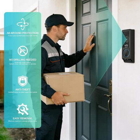 Adhesive Video Doorbell Mount, No-Drill Mounting Bracket Only for Eufy E340 Camera, Not Block Doorbell Motion Sensor, Doorbell Camera Bracket for Home Rentals Room, Easy to Install in Kuwait