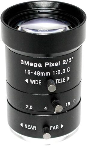 Microscope Camera, HD 16-48mm CS Lens 2/3" IR Mount Varifocal Manual Iris CCTV for Security Cameras Industrial Camera in Kuwait