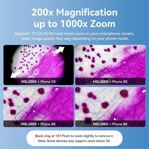 200X Phone Microscope Lens with CPL Filter and CRI95+ LED Light, for Jewelry Plants PCB, Universal Clip for iOS Phone 17/16/15/14/13 in Kuwait