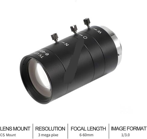 Microscope Camera, Industrial Camera Lens, 3MP 6-60mm 1/3" F1.6 CS Mount Zoom Manual Iris for Video Machine Vision Imaging in Kuwait