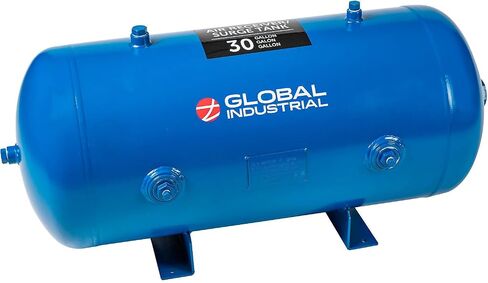 Global Industrial Horizontal Air Receiver Surge Tank, 30 Gallon Capacity | Multiple NPT Port Sizes, Steel Tank, 175 PSI, 39-13/16"L x 17"W x 18-1/2"H, Blue in Kuwait