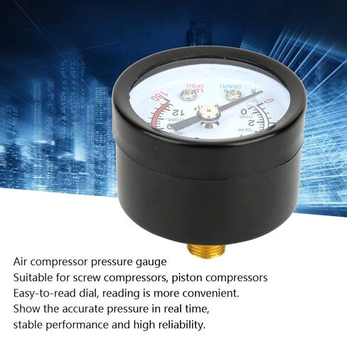 Air Pressure Gauge 0~180 PSI Air Compressor Pressure Gauge Iron Shell Instrument 10mm Thread Pressure Measuring Meter for Screw Compressor, Piston Compressor in Kuwait