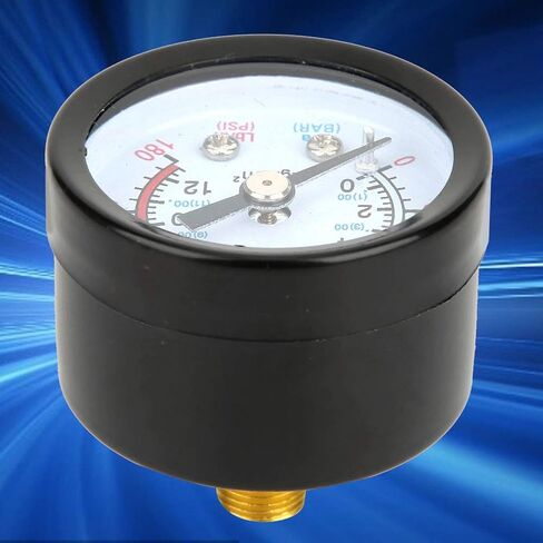 Air Pressure Gauge 0~180 PSI Air Compressor Pressure Gauge Iron Shell Instrument 10mm Thread Pressure Measuring Meter for Screw Compressor, Piston Compressor in Kuwait