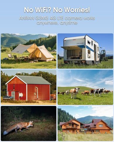 ANRAN 4G LTE Cellular Solar Security Camera Wireless Outdoor No WiFi Needed | 2K Color Night Vision Camera Built-in SIM Card PIR Motion Detection Alert 2-Way Audio for Farm Barn Construction Site RV in Kuwait