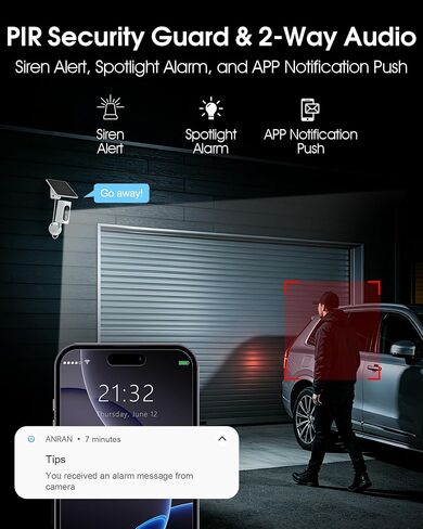 ANRAN 4G LTE Cellular Solar Security Camera Wireless Outdoor No WiFi Needed | 2K Color Night Vision Camera Built-in SIM Card PIR Motion Detection Alert 2-Way Audio for Farm Barn Construction Site RV in Kuwait