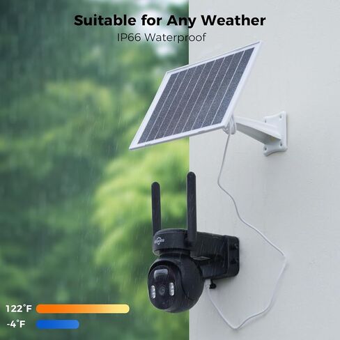 Hiseeu 4G LTE Cellular Security Camera Solar Powered, No WiFi Security Camera Wireless Outdoor, PIR Motion, 2 Way Talk, 360° PTZ, 2K Color Night Vision, 64G SD & SIM Card Included in Kuwait
