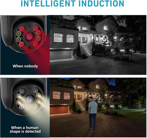 ICSEE WiFi Camera Security 4K 8MP Wireless PTZ Waterproof Human Detection Auto Tracking CCTV with Network Port, Alexa Supported (Single Lens 8MP) in Kuwait