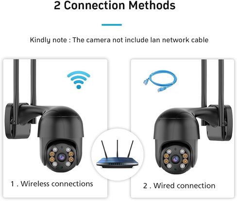 ICSEE WiFi Camera Security 4K 8MP Wireless PTZ Waterproof Human Detection Auto Tracking CCTV with Network Port, Alexa Supported (Single Lens 8MP) in Kuwait