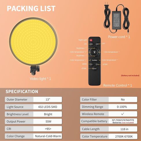 10 inch Light Kit,55W,NO Wall Mount Triangle Boom Arm (13 inch) in Kuwait