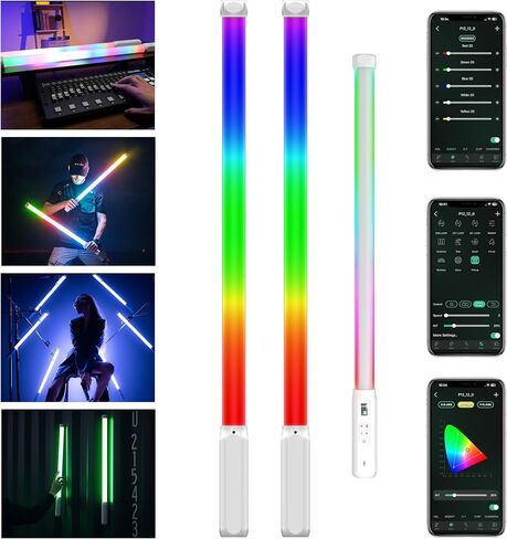 VILTROX P12 2 Pack RGB Tube Light, Full Color RGBWY Handheld LED Stick Light Wand with DMX App Control, 11 Pixel Effects 26 Scenes, Built-in Magnet, 2500-8500K, 2500mAh Battery, PD Fast Charging in Kuwait