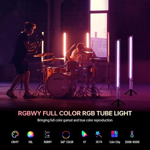 VILTROX P12 2 Pack RGB Tube Light, Full Color RGBWY Handheld LED Stick Light Wand with DMX App Control, 11 Pixel Effects 26 Scenes, Built-in Magnet, 2500-8500K, 2500mAh Battery, PD Fast Charging in Kuwait