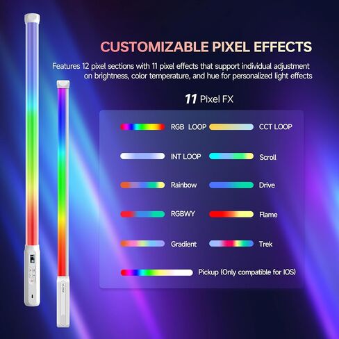VILTROX P12 2 Pack RGB Tube Light, Full Color RGBWY Handheld LED Stick Light Wand with DMX App Control, 11 Pixel Effects 26 Scenes, Built-in Magnet, 2500-8500K, 2500mAh Battery, PD Fast Charging in Kuwait