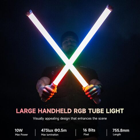 VILTROX P12 2 Pack RGB Tube Light, Full Color RGBWY Handheld LED Stick Light Wand with DMX App Control, 11 Pixel Effects 26 Scenes, Built-in Magnet, 2500-8500K, 2500mAh Battery, PD Fast Charging in Kuwait