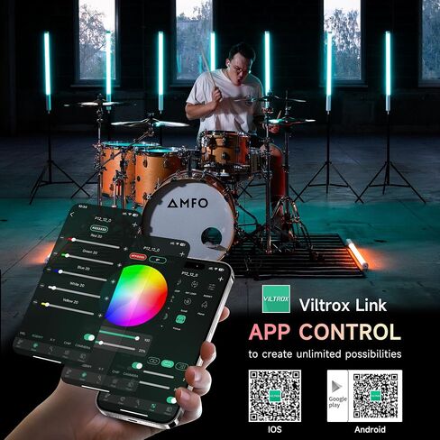 VILTROX P12 2 Pack RGB Tube Light, Full Color RGBWY Handheld LED Stick Light Wand with DMX App Control, 11 Pixel Effects 26 Scenes, Built-in Magnet, 2500-8500K, 2500mAh Battery, PD Fast Charging in Kuwait