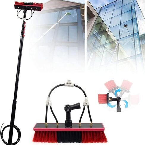 Window Cleaning Kit with 12-39ft Telescopic Extension Pole, Water Fed Brush System, 55cm Brush for High Window Cleaning, Perfect for Home & Professional Use in Kuwait