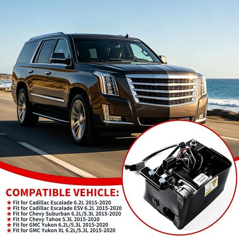 23316154 Air Ride Suspension Compressor Pump for Chevy Tahoe Suburban GMC Yukon XL Cadillac Escalade ESV 2015-2017 - 2020, OE Replace 22797525, 23282712, 23232591 in Kuwait