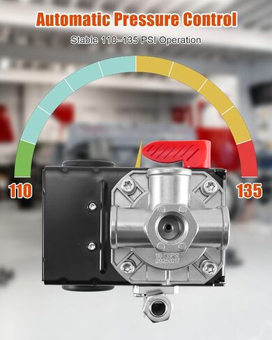 Z-AC-0746 Pressure Switch Fit for Craftsman DeVilbiss Porter Cable | Replace AC-07464 Port, 110-135 PSI 2-Pole 120-240V, Consistent Pressure Control, 4-Port Configuration, Durable Construction in Saudi Arabia