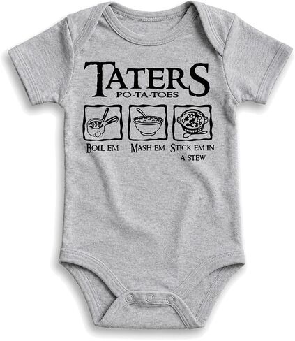 Brain Juice Tees Taters Onesie - Boil Em Mash Em Stick Em In A Stew - 100% Cotton - Available in White, Heather Gray or Pink in Saudi Arabia