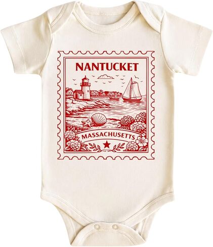 Nantucket Massachusetts Baby Bodysuit for Boys Girls, Coastal Massachusetts Baby Vacation Outfit in Saudi Arabia