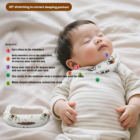 Adjustable Neck Pillow, Head Support for Infant, Torticollis Pillows with Soft, Breathable Crescent Shape (Buckwheat Hull) in Kuwait